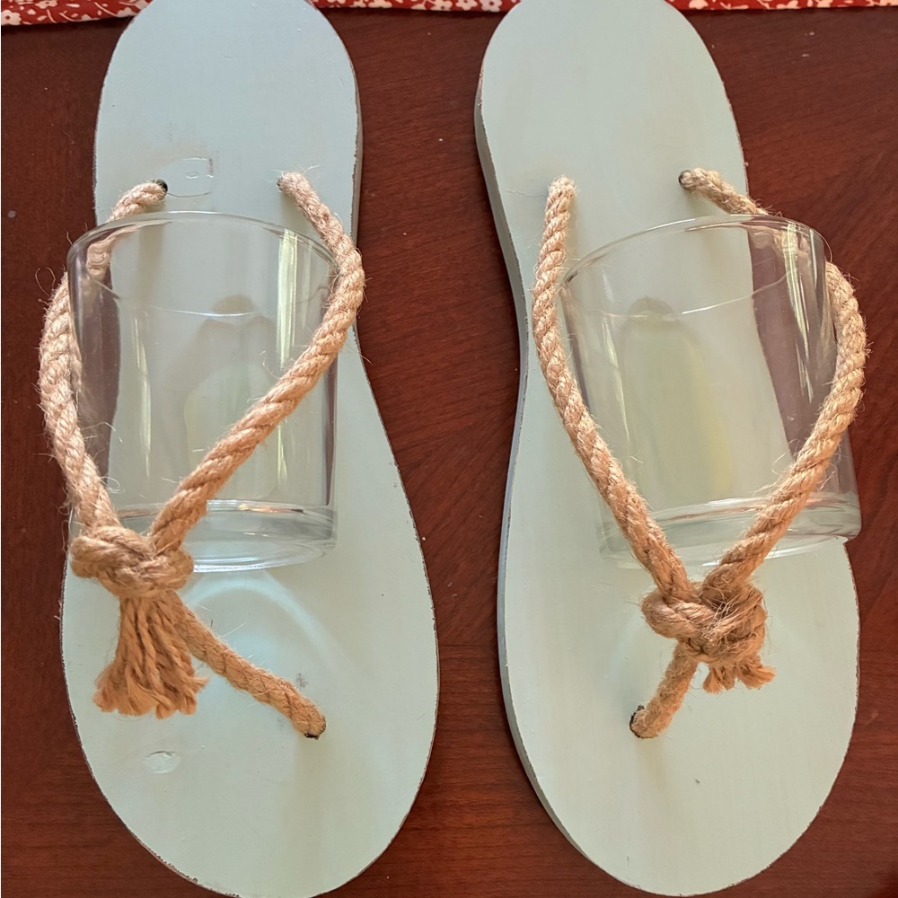 Coastal Flip Flop Candle Holders - Light Blue